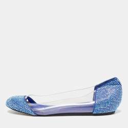 Le Silla Blue PVC Crystal Embellished Ballet Flats Size 39