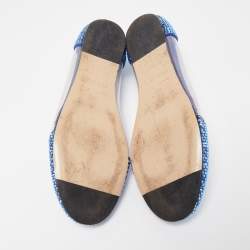 Le Silla Blue PVC Crystal Embellished Ballet Flats Size 39