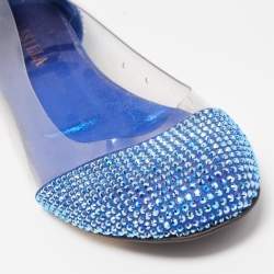Le Silla Blue PVC Crystal Embellished Ballet Flats Size 39