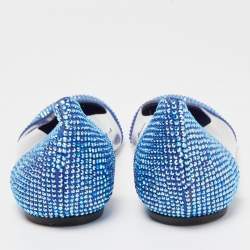 Le Silla Blue PVC Crystal Embellished Ballet Flats Size 39