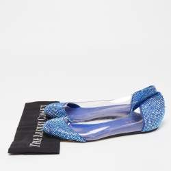 Le Silla Blue PVC Crystal Embellished Ballet Flats Size 39