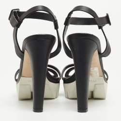 Pre Owned Le Silla Black Leather Ankle Strap Sandals Size 40