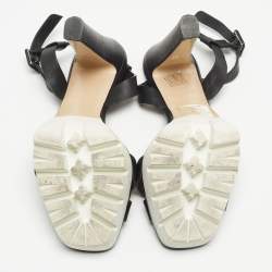 Pre Owned Le Silla Black Leather Ankle Strap Sandals Size 40