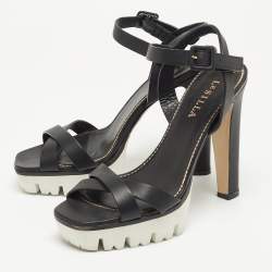 Pre Owned Le Silla Black Leather Ankle Strap Sandals Size 40