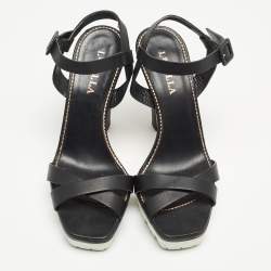 Pre Owned Le Silla Black Leather Ankle Strap Sandals Size 40