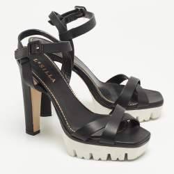 Pre Owned Le Silla Black Leather Ankle Strap Sandals Size 40