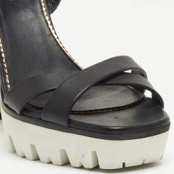 Pre Owned Le Silla Black Leather Ankle Strap Sandals Size 40