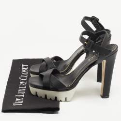 Pre Owned Le Silla Black Leather Ankle Strap Sandals Size 40