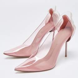 Pre Owned Le Silla Pink/Clear PVC and Leather Petalo Pumps Size 39.5