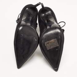 Le Silla Black Suede Lace Up Pointed Toe Ankle Booties 38.5