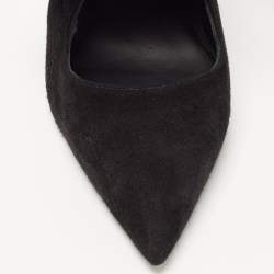 Le Silla Black Suede Lace Up Pointed Toe Ankle Booties 38.5