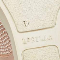 Pre Owned Le Silla Pink Crystal Embellished Leather Burma Wedge Sneakers Size 37