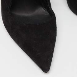 Pre Owned Le Silla Black Suede Lace Up Pointed Toe Ankle Booties 37