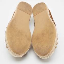 Pre Owned Le Silla Brown Velvet Crystal Embellished Espadrilles Flats Size 36