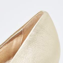 Le Silla Golden Leather Crystal Embellished Platform Peep Toe Pumps Size 41