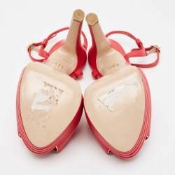 Le Silla Red Leather Peep Toe Platform Ankle Strap Sandals Size 37