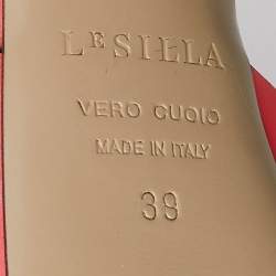 Pre Owned Le Silla Coral Pink Leather Ankle Strap Platform Sandals Size 39