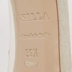 Pre Owned Le Silla Silver Suede and PVC Crystal Embellished Pumps Size 39.5
