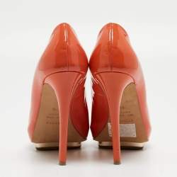 Le Silla Orange Patent Peep Toe Pumps Size 39.5