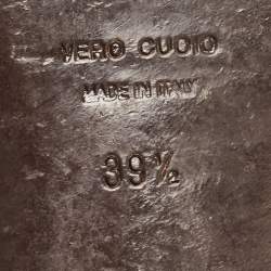 Pre Owned Le Silla Metallic Brown Leather Crystal Embellished Thong Flat Sandals Size 39.5