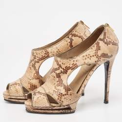 Le Silla Two Tone Snakeskin Cut Out Open Toe Pumps Size 40