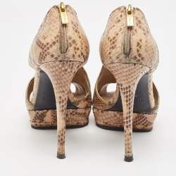 Le Silla Two Tone Snakeskin Cut Out Open Toe Pumps Size 40