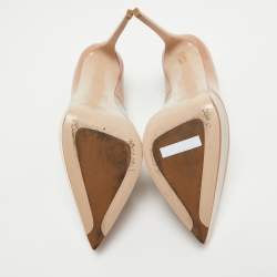 Pre Owned Le Silla Beige Patent Leather Uma Platform Pumps Size 38