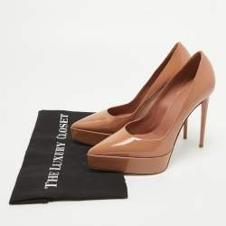 Pre Owned Le Silla Beige Patent Leather Uma Platform Pumps Size 38