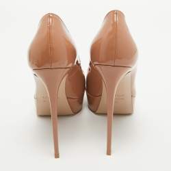 Pre Owned Le Silla Beige Patent Leather Uma Platform Pumps Size 38