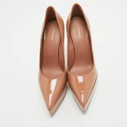 Pre Owned Le Silla Beige Patent Leather Uma Platform Pumps Size 38