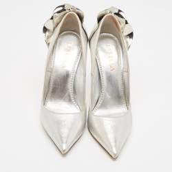Pre Owned Le Silla Silver Leather Petalo Pumps Size 37.5