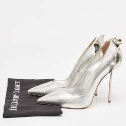 Pre Owned Le Silla Silver Leather Petalo Pumps Size 37.5