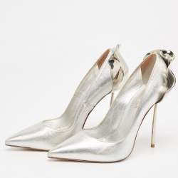 Pre Owned Le Silla Silver Leather Petalo Pumps Size 37.5