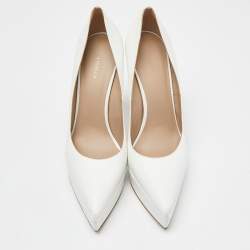 Pre Owned Le silla  White Leather Pointed Toe Pumps Size 38.5 