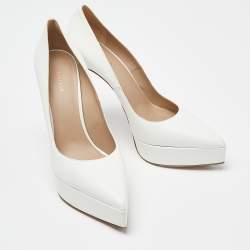 Pre Owned Le silla  White Leather Pointed Toe Pumps Size 38.5 