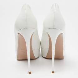 Pre Owned Le silla  White Leather Pointed Toe Pumps Size 38.5 