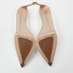 Pre Owned Le silla  White Leather Pointed Toe Pumps Size 38.5 