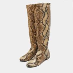 Le Silla Beige/Brown Python Knee Length Boots Size 37