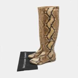 Le Silla Beige/Brown Python Knee Length Boots Size 37