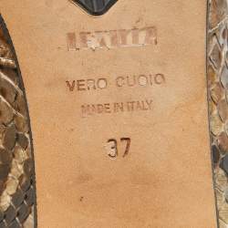 Le Silla Beige/Brown Python Knee Length Boots Size 37