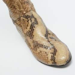 Le Silla Beige/Brown Python Knee Length Boots Size 37