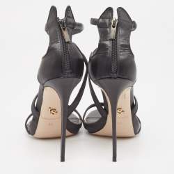 Pre Owned Le Silla Black Nylon Ankle Strap Sandals Size 38