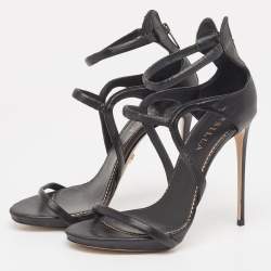 Pre Owned Le Silla Black Nylon Ankle Strap Sandals Size 38