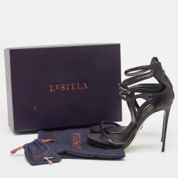 Pre Owned Le Silla Black Nylon Ankle Strap Sandals Size 38