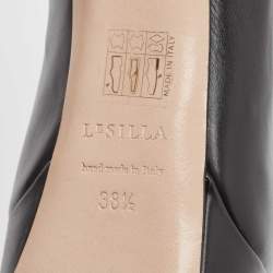 Pre Owned Le Silla Black Leather Platform Pointed Toe Pumps Size 38.5