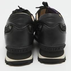 Le Silla Black Leather and Lace Low Up Sneakers Size 39.5