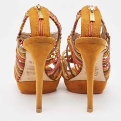 Le Silla Multicolor Suede Woven Platform Sandals Size 36.5