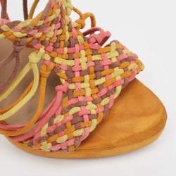 Le Silla Multicolor Suede Woven Platform Sandals Size 36.5