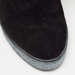 Le Silla Black Suede Concealed Fringed Wedge Boots Size 37