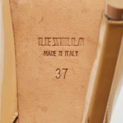 Le Silla Beige Patent Leather Slingback Platform Sandals Size 37